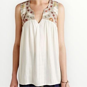 Anthropologie One September boho embroidered sleeveless blouse